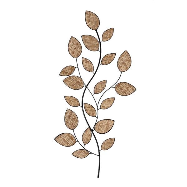 διακοσμητικο-τοιχου-μεταλλικο-μπεζ-με-φυλλα-απο-ψαθα-435χ91εκ